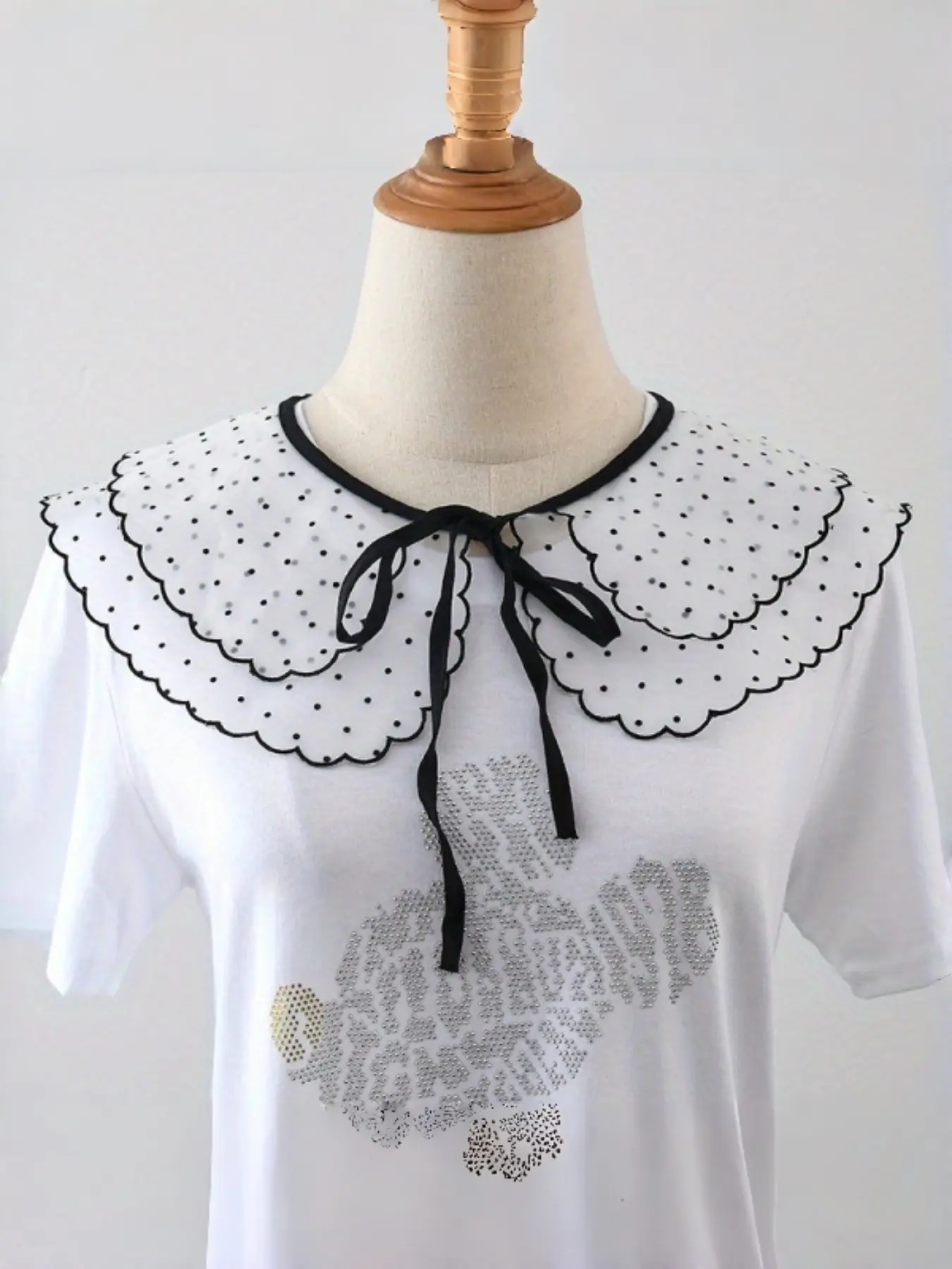 Vintage Polka Dot Detachable Peter Pan Collar, Chic Fake Collar for Sweaters, Dresses & Blouses, Stylish Accessory for Women