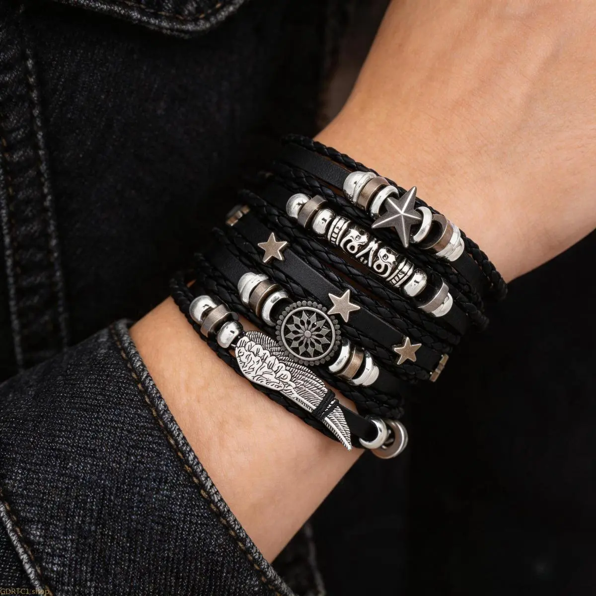Men's Leather Bracelet Set, 3-Piece Vintage Braided & Cuff Stackable Jewelry, Adjustable for Everyday Wear Gift for Him, Men's Accessories, Husbands, Open Cuffs, Stackable Sets