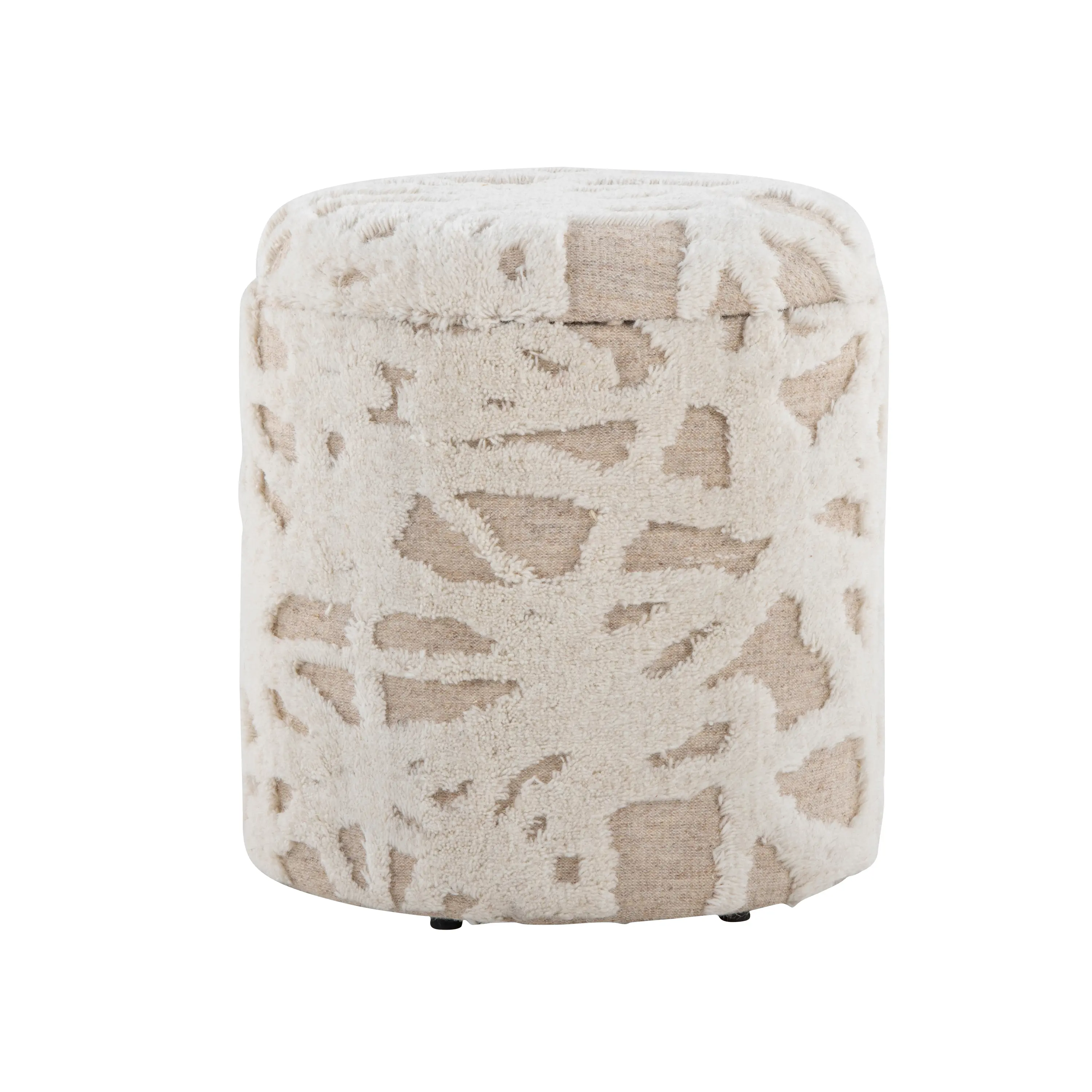 ARCH 18 Inch Storage Ottoman with Lid, Beige Acro Wool High Pile Textured Design, Upholstered Footstool with Hidden Storage, Sturdy Fabric Storage Box for Living Room Bedroom Entryway, Multi-Purpose Seat & Organizer, Home Furniture and Household
