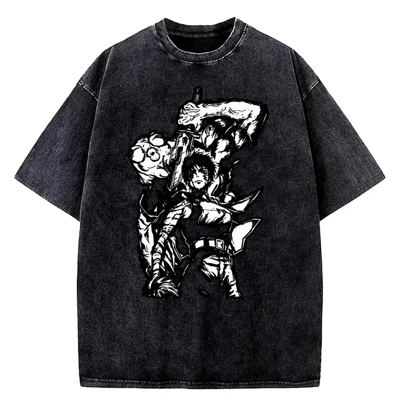 Anime Jujutsu Kaisen Choso Print T Shirt Men Women Y2k T-shirts Vintage Washed Cotton Tee Harajuku Male Short Sleeve Tshirt