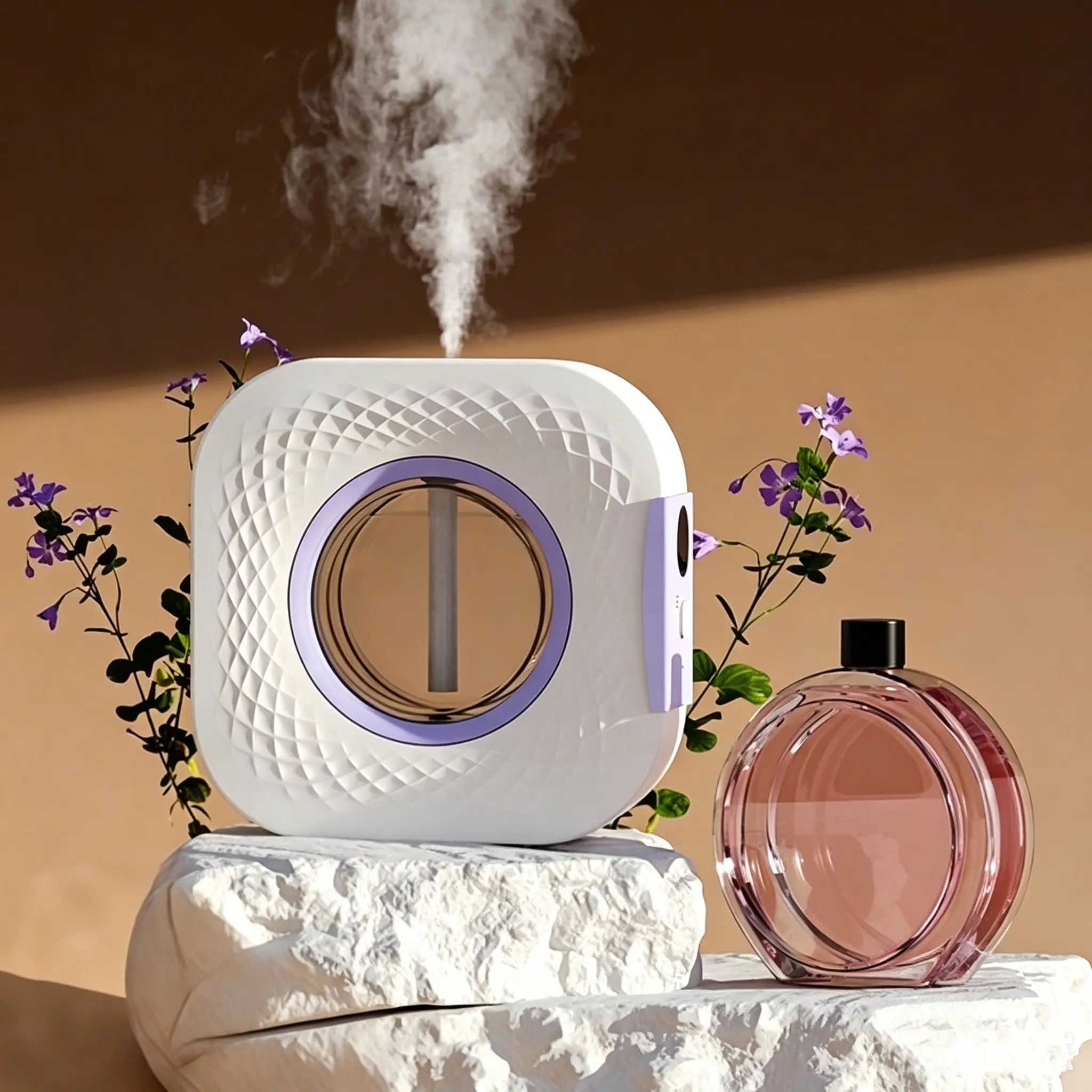 Home Automatic Timer Mist Aromatherapy Machine, 1 Diffuser with 1 Essential Oil, Type-C Rechargeable, 4 Spray Modes, Shangri-La Lavender Peach Fragrance, Suitable for Living-room Bedroom Hotel Office, Aromatherapy Diffusers