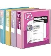 Durable 3 Ring Binder, 2 Inch, Economy 4 Pack, Each Holds 540 Sheets, D-Ring Presentation View Binders for Office, School, Home (Pastel Assortment) Durable 3 Ring Binder, 2 Inch, Economy 4 Pack, Each Holds 540 Sheets, D-Ring Presentation View Binders for Office, School, Home (Pastel Assortment)