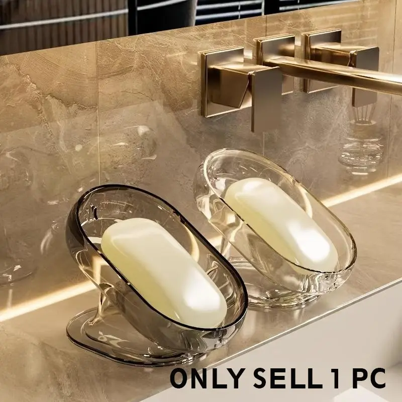 1 Pc Oval Soap Dish, Bathroom Organizer, Durable Clear Plastic Soap Holder for Shower or Bathtub Décor, Suitable for Bathroom and Kitchen, Easy-to-Clean Space-Saving Soap Tray, Bathroom Accessories, Soap Rack, Soap Bar Holder