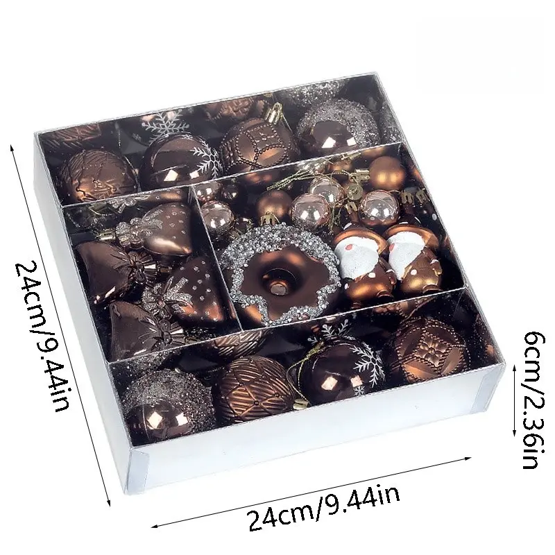 Christmas Decoration Set, 60 Christmas Gift Boxes, Faceless Donuts, Hanging Ornament Balls, Colorful Holiday Decorations