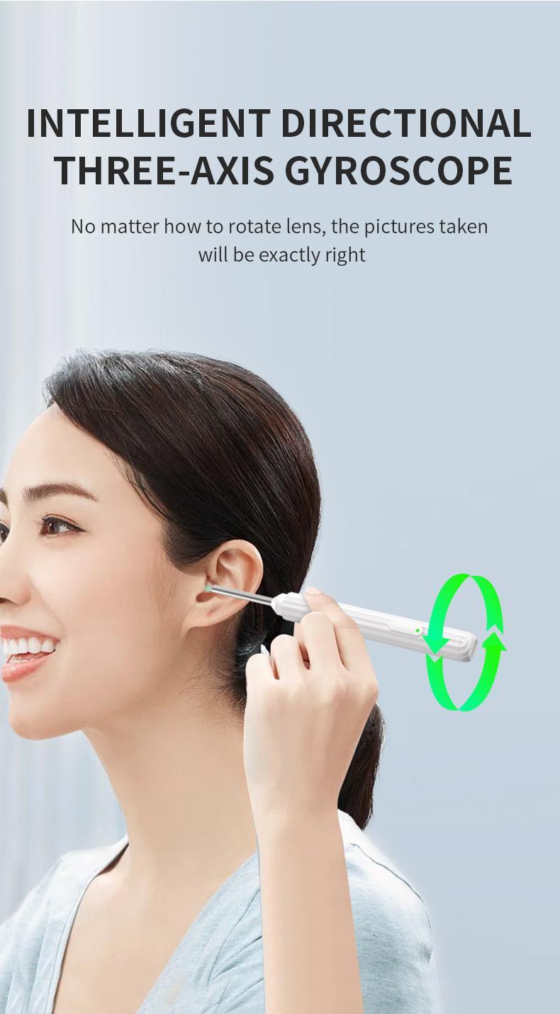 JPHYLL Wireless Visual Earpick with 6 LED Camera 1080P HD Resolution Type-C Charging 8 Accessories for iPhone & Android Ear Cleaning Tool - Green-Bird