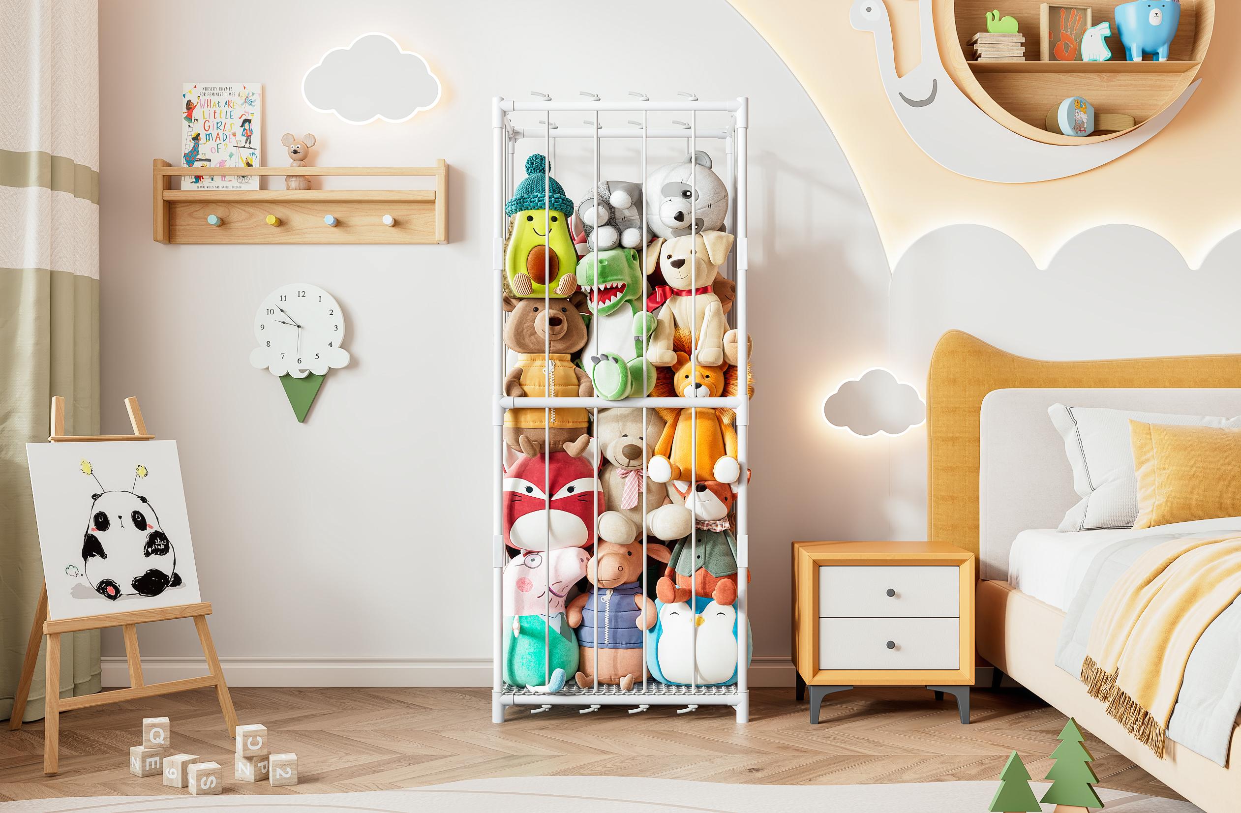 Stuffed Animal Storage Zoo Toy Organizer Corner Chest Plush PVC Material Extra Large Holder Metal Standing Space Save Vertical With Elastic For Nursery Kids Room Rack Box Stuffed Animal Storage Zoo Toy Organizer Corner Chest Plush PVC Material Extra Large Holder Metal Standing Space Save Vertical With Elastic For Nursery Kids Room Rack Box