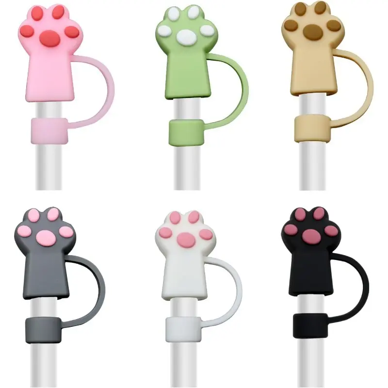Animals Straw Cover Cap Spill Stopper 10mm Silicone Straw Toppers For Vacuum Cup Accessories Water Bottle Dust-Proof Straw Tips