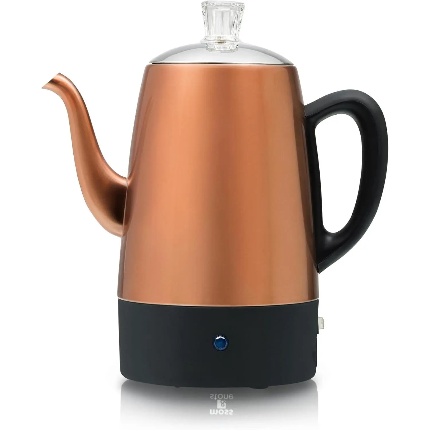 10 Cup Copper Electric Percolator Coffee Pot, Stainless Steel | Coffee percolator electric keep warm function, removable basket, classic perculator design, ideal for , camping or office