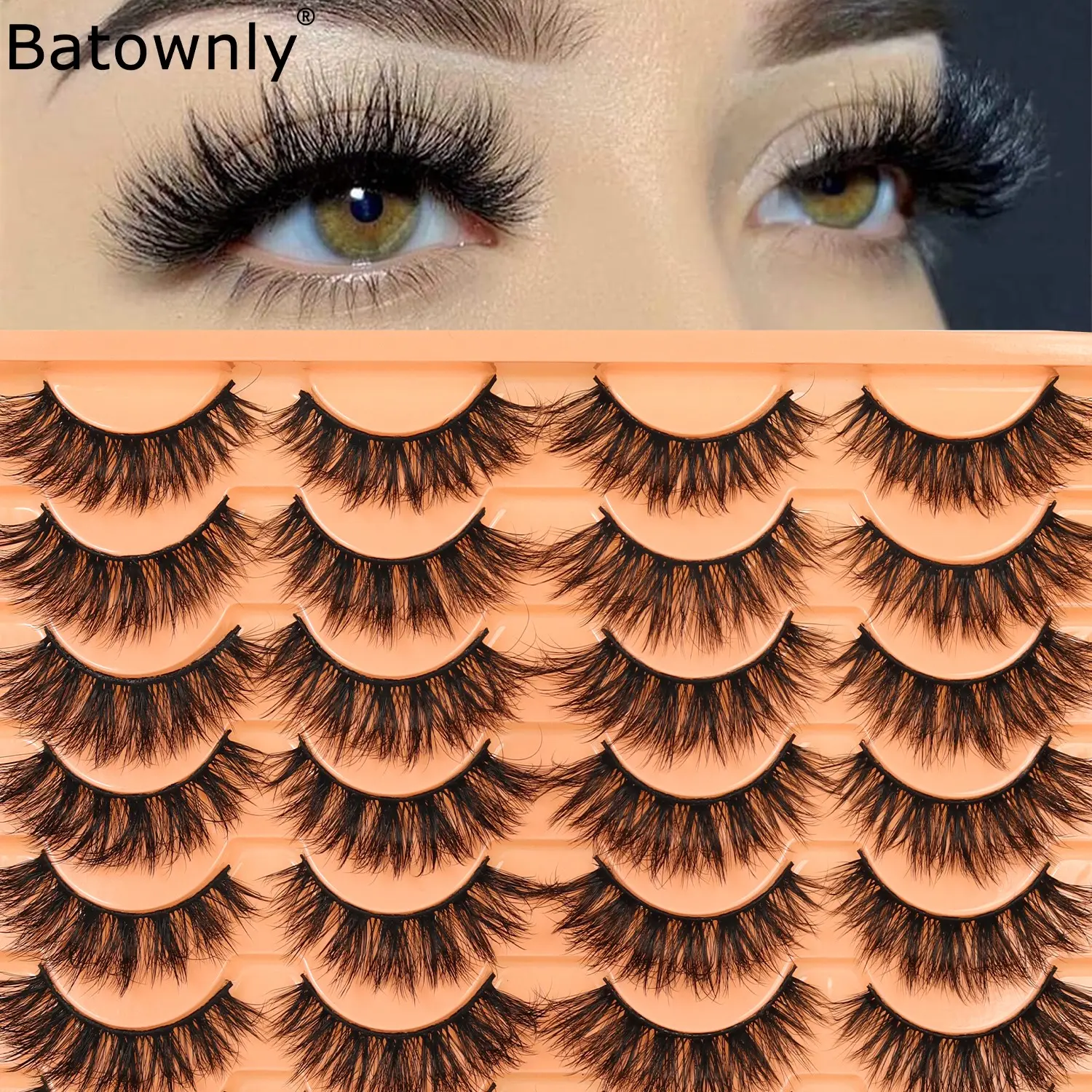 14 Pairs Full Strip False Eyelashes, Natural Look, Fluffy 3D Effect, European & American Style, 18mm, Lightweight, Soft, Non-Irritating