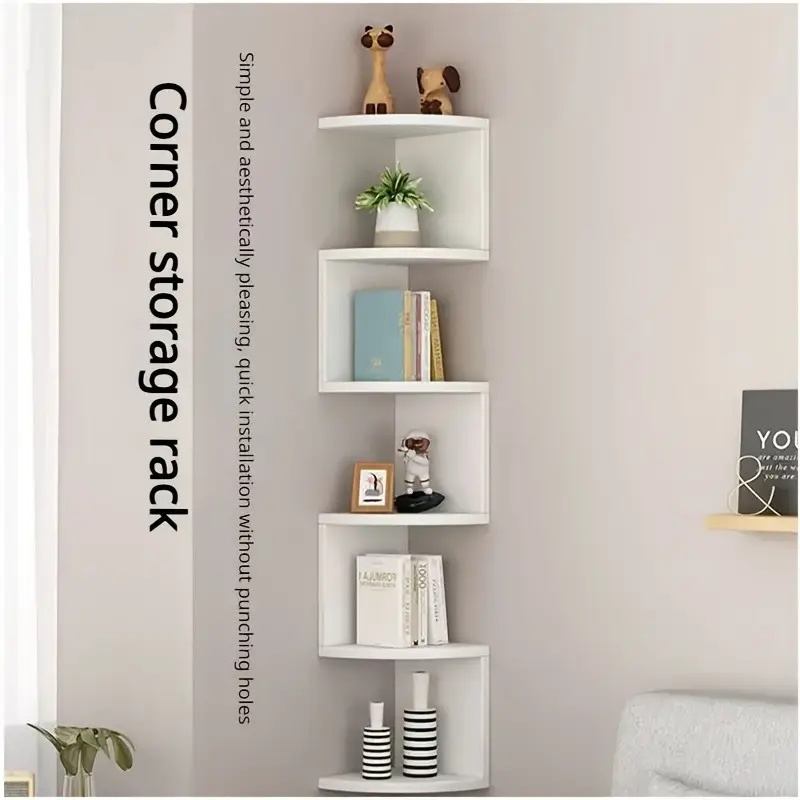 5-Tier Wall-Mounted Corner Shelf, Space-Saving Floating Storage Rack, Classic Acrylic, Bathroom, Living Room, Bedroom, Kitchen, Office