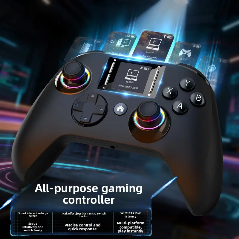 RGB Glare Gaming Controller with Full-Function Type-C Interface, Screen Display, 6-Axis Somatosensory, and Macro Programming Capabilities