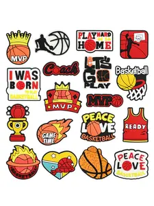 18-Piece Basketball Series PVC Shoe Charms For Bubble Slides Clogs Sandals,PVC Shoe Decorations Accessories Buckle For Christmas Birthday Gifts
