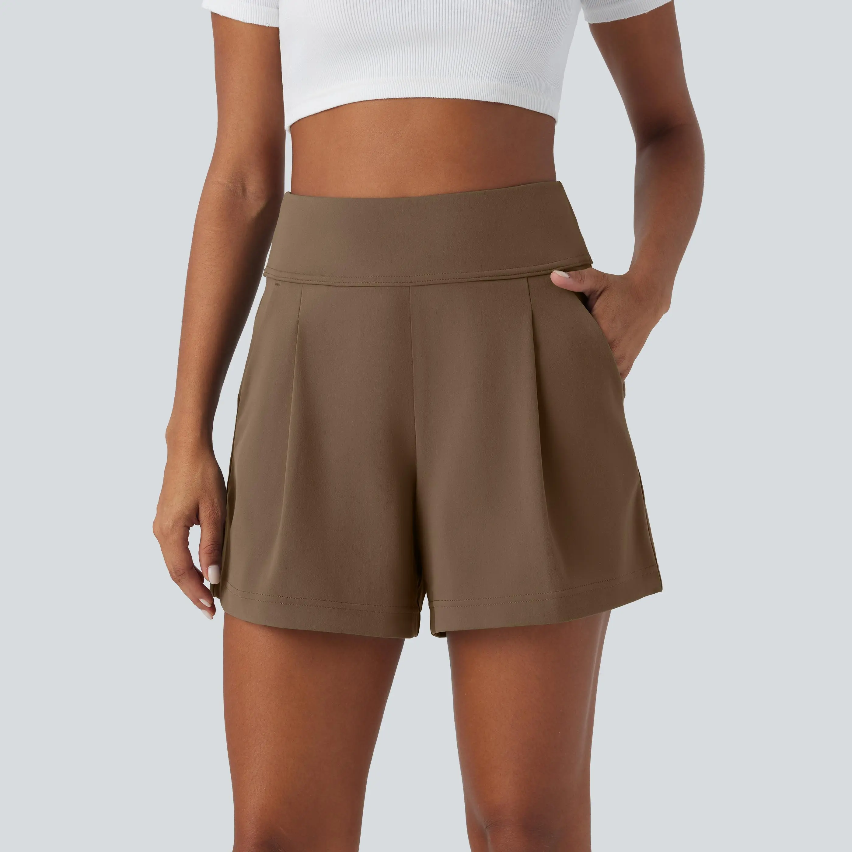 Halara DayStretch High Waisted Work Baggy Shorts 4'' with Pockets