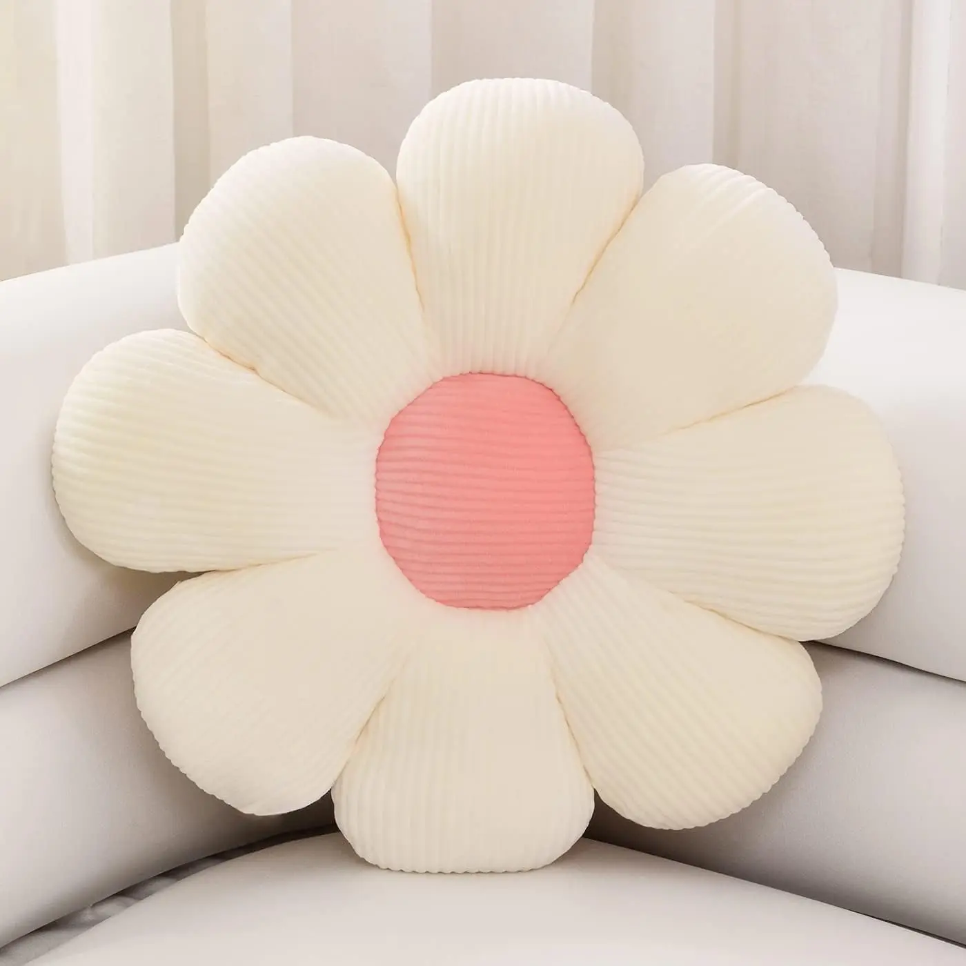 Flower Pillow Throw Pillow Butt Cushion Pillow,Seating Cushion,Cute Room Decor & Plush Pillow for Bedroom Sofa Chair(White,15.7'')