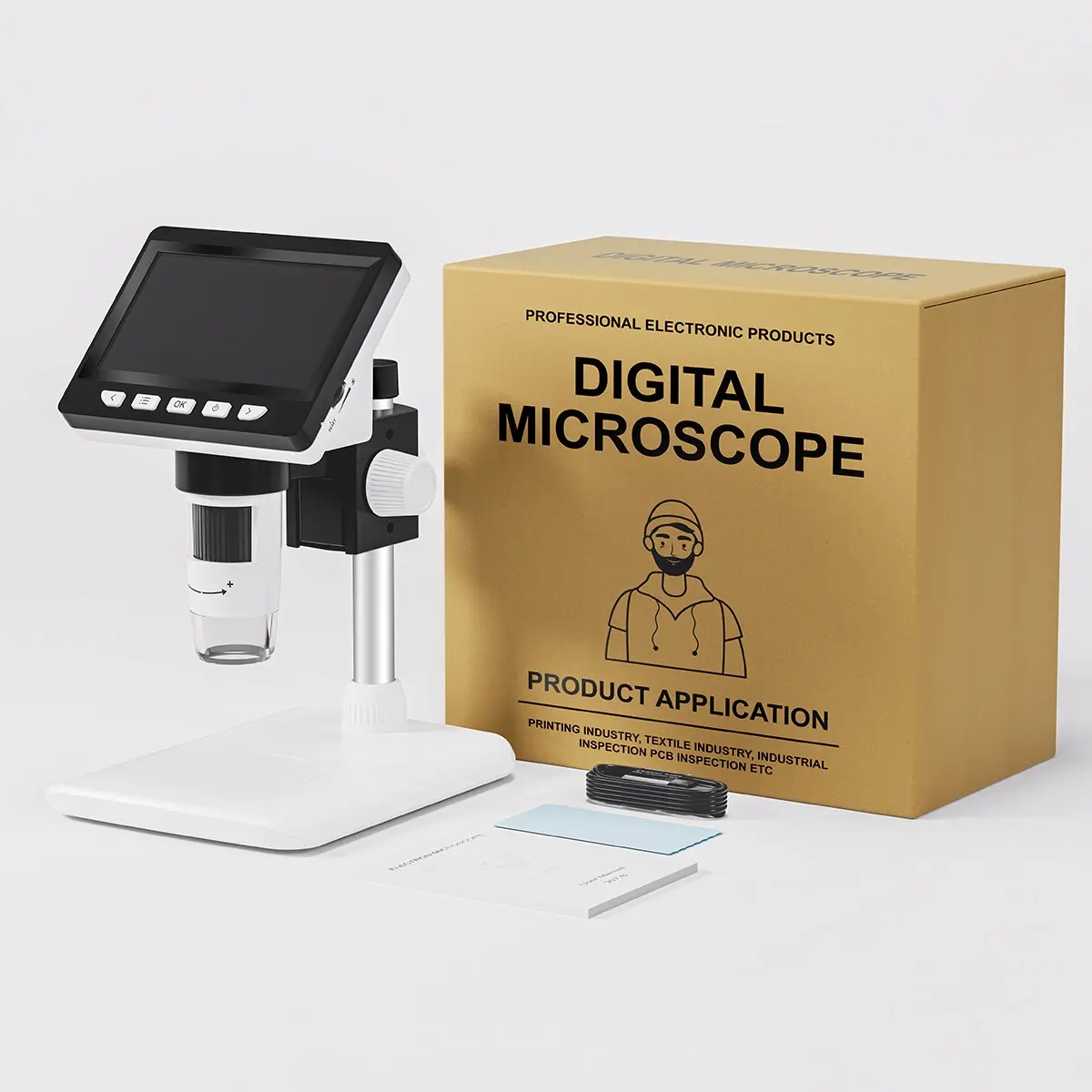 4.3-Inch IPS LCD Digital Microscope, 1000x Magnification, Adult Microscope with 8 Adjustable Leds, Photo Video Support, Ideal Gift