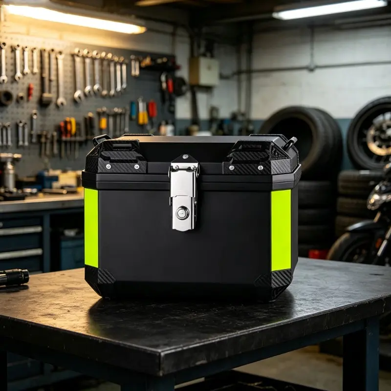 45L Large Capacity Motorbike Top Case, JCJX Black Universal Motorcycle Luggage Box, Waterproof Rear Storage Trunk to Hold Helmets & Motorcycle Accessories