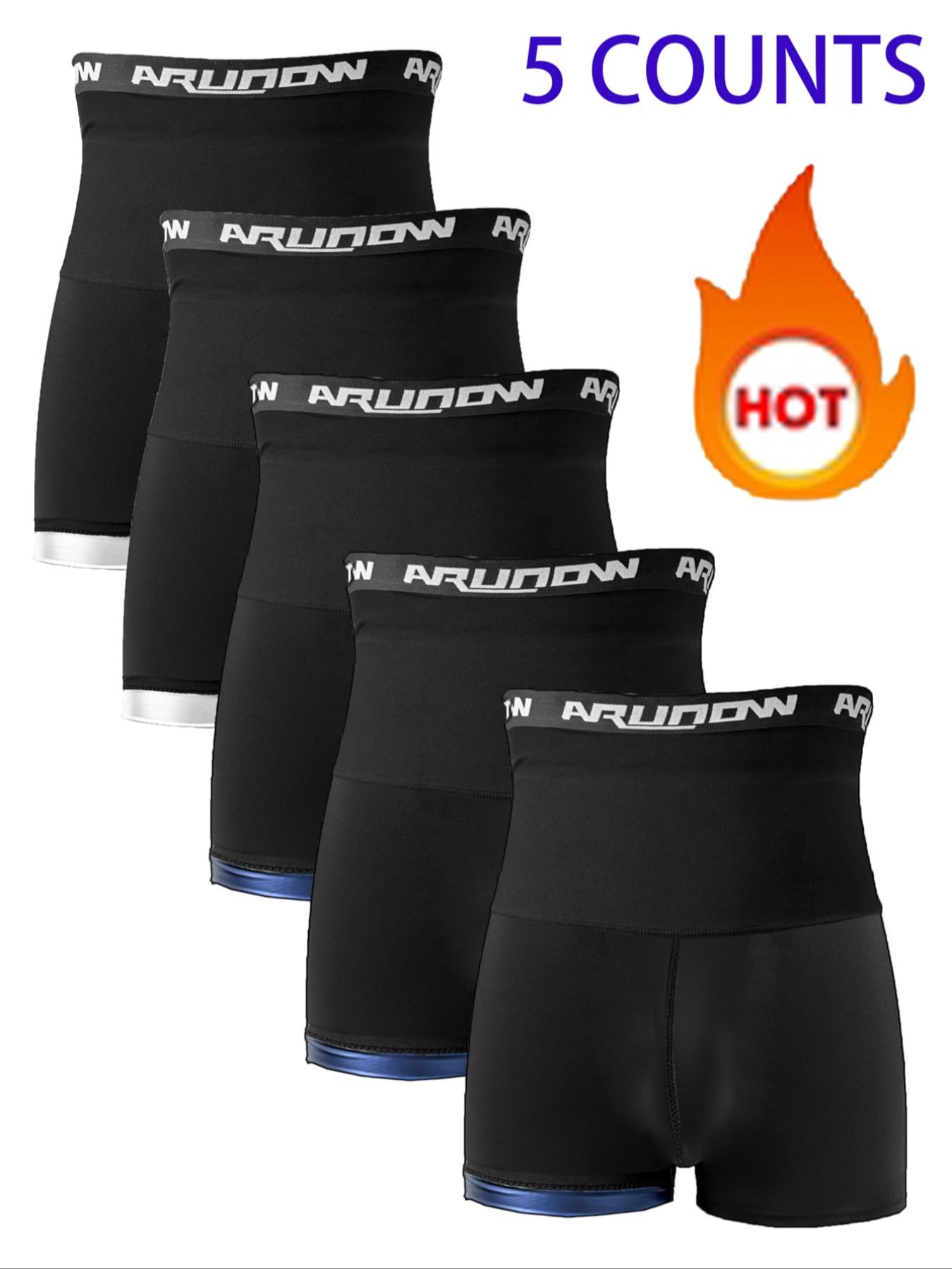 Men's Letter Tape High Waist Sauna Shorts, Functionality and Performance Casual Breathable Comfortable Sports Shorts, Workout Compression Shorts for Men, Shapewear