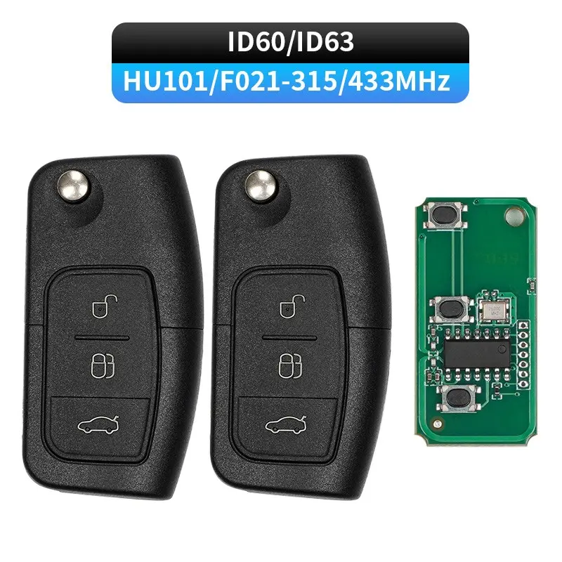 315/433MHz 4D63 4D60 Car Remote Key Fob Replacement for Ford Fusion Focus Mondeo Fiesta Galaxy HU101 FO21 Blade Vehicle Flip Keys