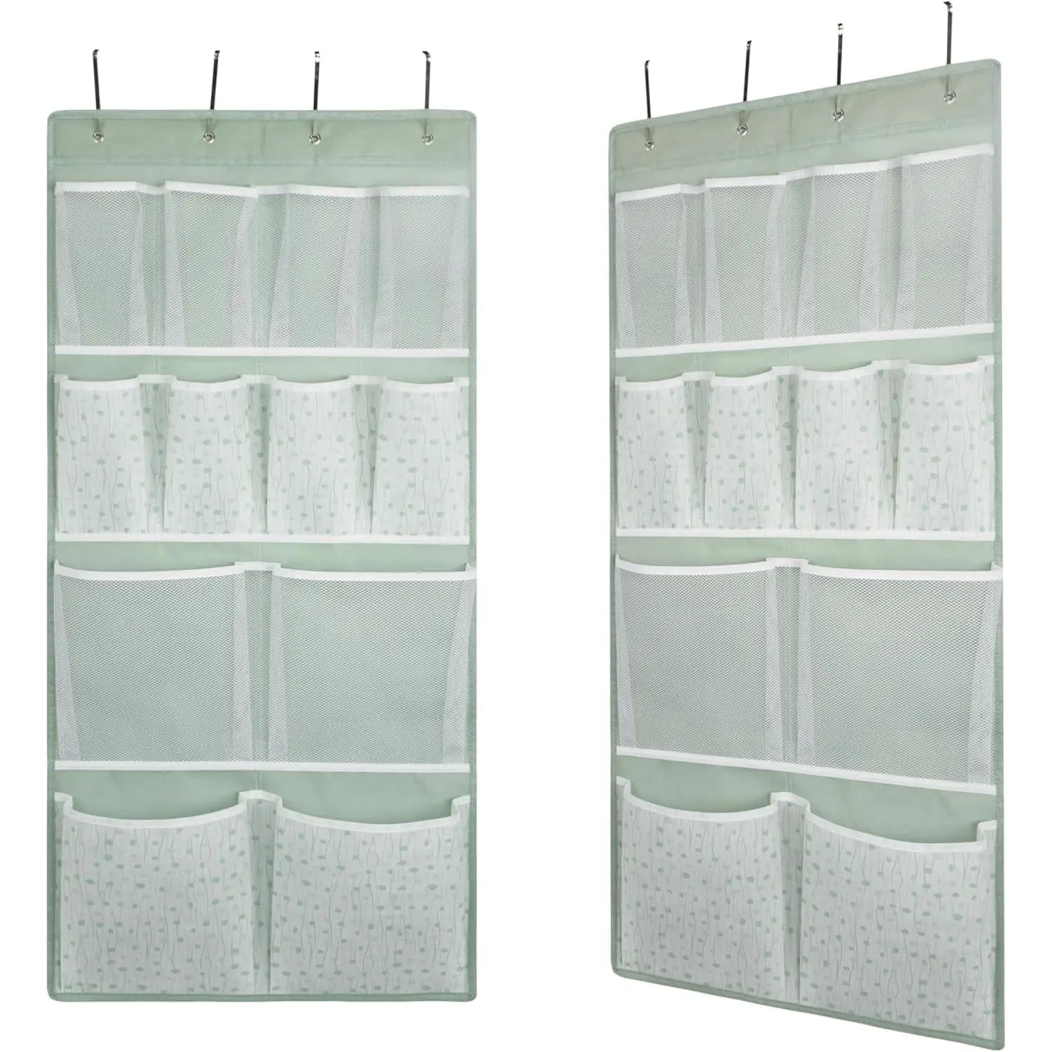 2 Pack 12 Pocket Over Door Hanging Storage Organizer with 4 Kinds Pouch, Back of Closet Hanging Shelf Storage for Sock, Hat, Underwear, Behind Door Caddy in Bedroom, Bathroom, Entrance, Dorm, RV