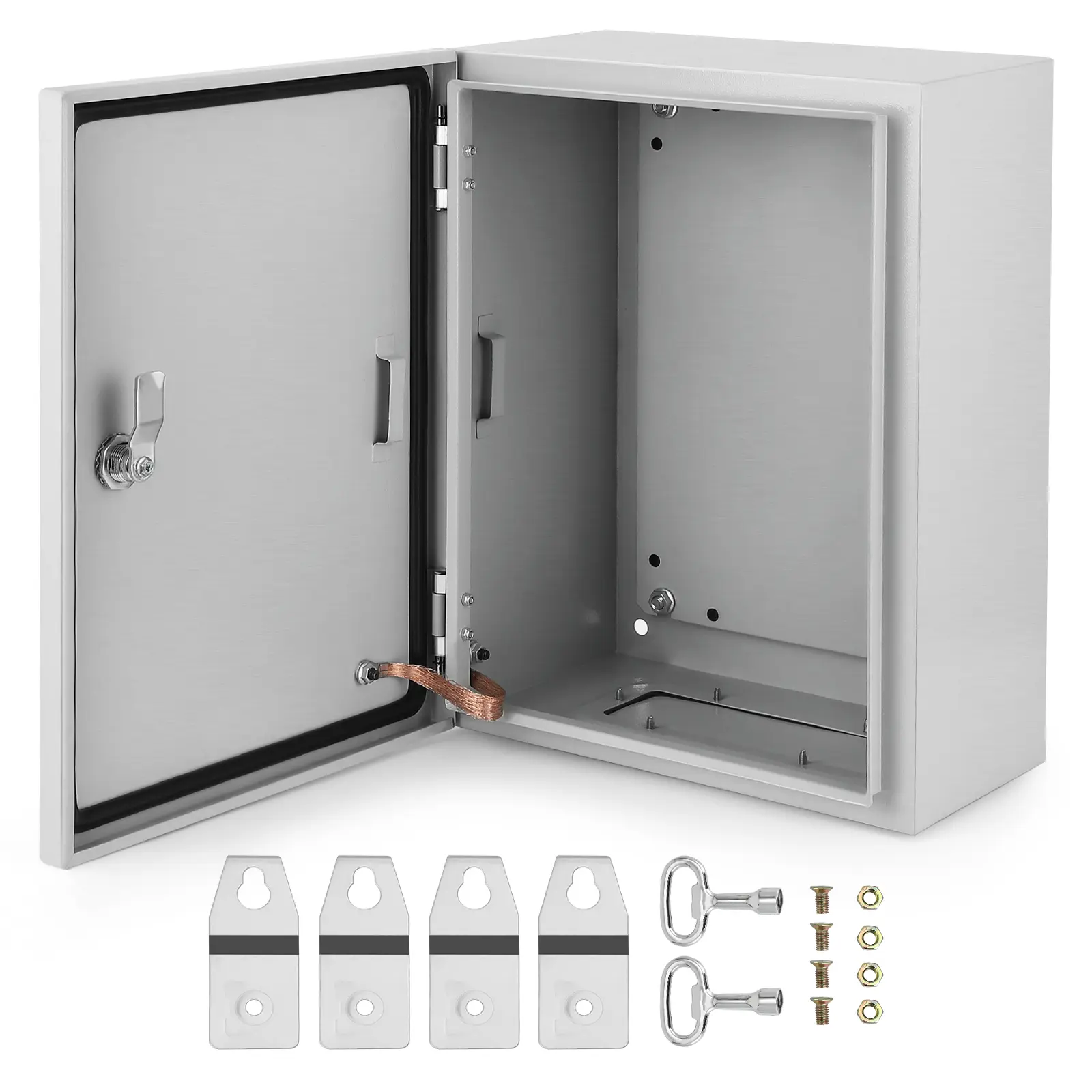 Outdoor Steel Electrical Junction Box - NEMA 4X IP66 Waterproof & Dustproof Enclosure with Lock & Mounting Plate - Global Project Box for Home Renovation and Electrical Applications