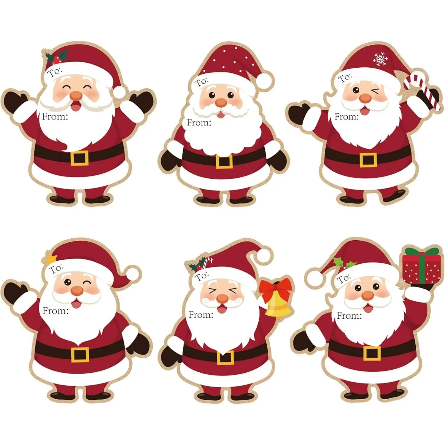 Christmas  Tags Stickers, 96 count Christmas  Labels Stickers, Self-Adhesive Santa Claus Name Tags for Xmas Gifts Wrap Presents Boxes Decoration, 2 x 3 Inch,   Paper