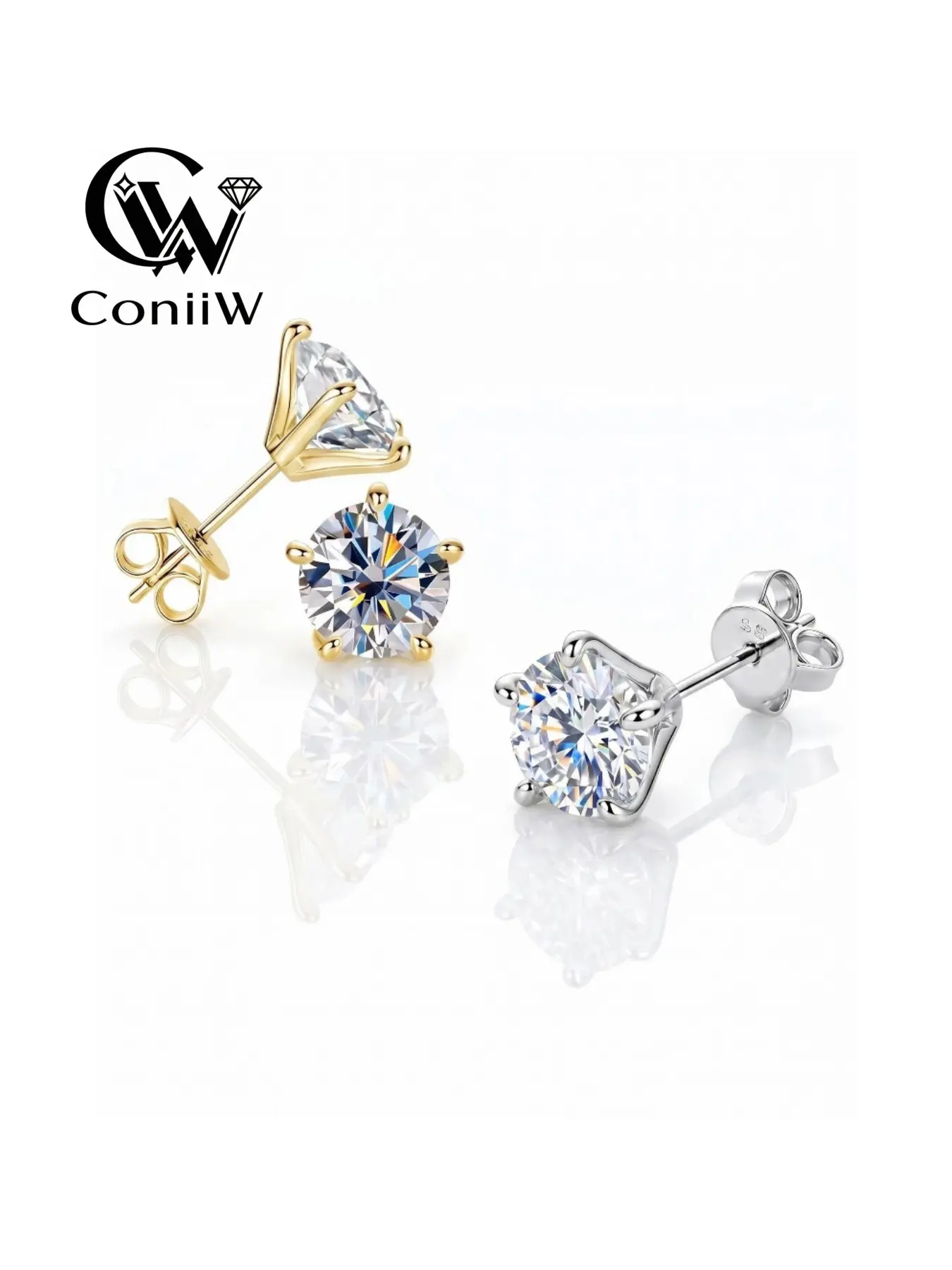 925 Silver Moissanite Stud Earrings, 0.5 Carat & 1 Carat, Retro Style, High-Quality Unisex Jewelry, Perfect for Graduations, Ear Studs