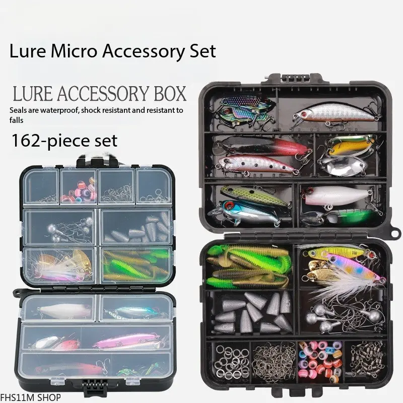 162Pcs Complete Fishing Tackle Kit - Ultralight Micro Lures, Soft Plastics, Minnows, Crankbaits with Storage Box for Enthusiasts, Fishing Lures