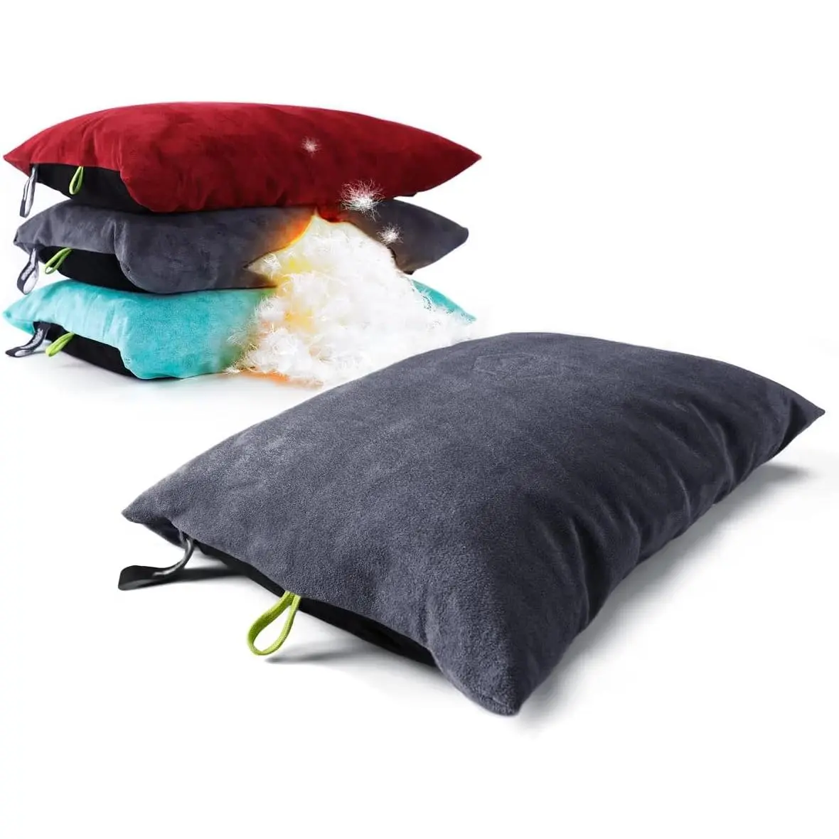 Down Filled Camping Pillow for Travel, Washable Soft Cover, Small Camp Cushion for  &  Support -The-Go, Ultralight & Compressible for Hiking Backpacking - AlpliveS2046