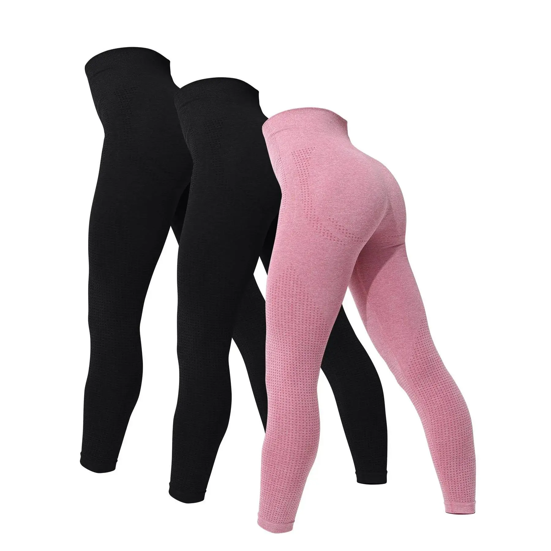 3 Pack Women's Seamless Yoga Pants for Tummy Control, Breathable Stretch Leggings for Outdoor Fitness, Sporty Tight Fit for All Seasons, High Waisted Leggings, High Rise Leggings-HAN