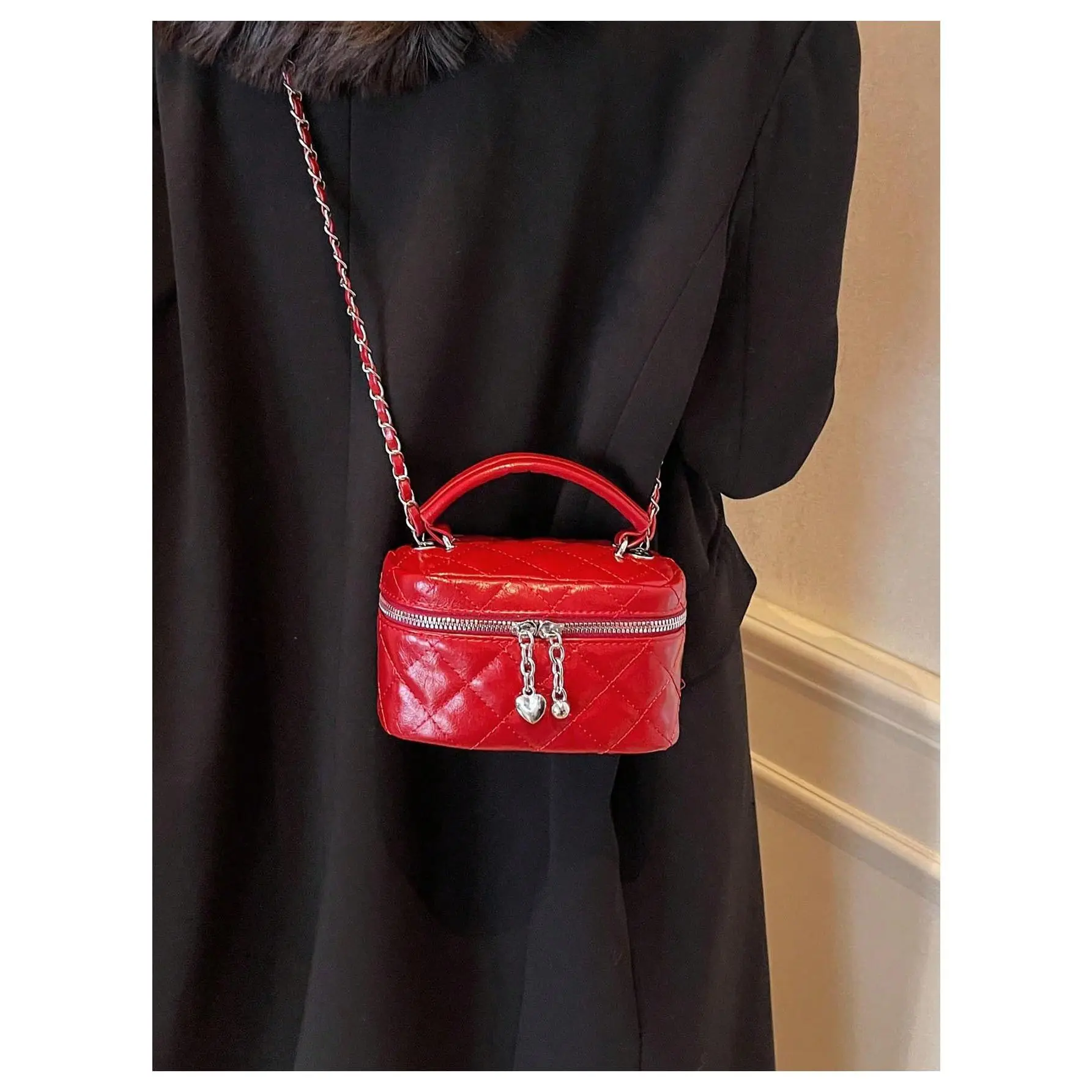 Quilted Zipper Crossbody Handbags Y2K Top Handle Small Bucket Bags Designer Satchel Purses