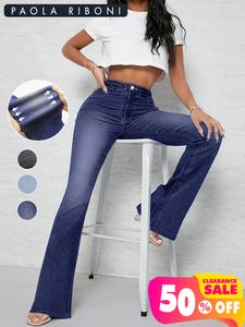 women's colorblock button fly pocket flare leg jeans, stretchy bootcut jeans streetwear, casual fitted comfort bell bottom denim pants for daily wear, pants for women, womenswear, flared pants