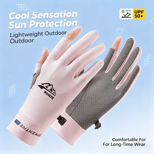 Ice Silk Sun Protection Gloves with 2-Finger Exposed Design, Breathable Mesh Anti-Slip Palm, Quick-Drying Fabric, Lightweight & Comfortable, Ideal for Outdoor Activities, Cycling, Driving, Fishing, Hiking and Daily Commuting in Spring Summer