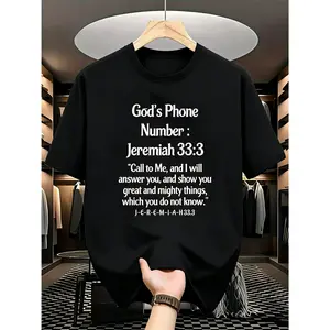 Jeremiah 33:3 Bible Verse T-Shirt - God'S Phone Number Calls Me Religious Tee With Jeremiah 33:3 Scripture, Black With White Print, All-Season Christian Apparel For Church, Prayer, Casual Wear