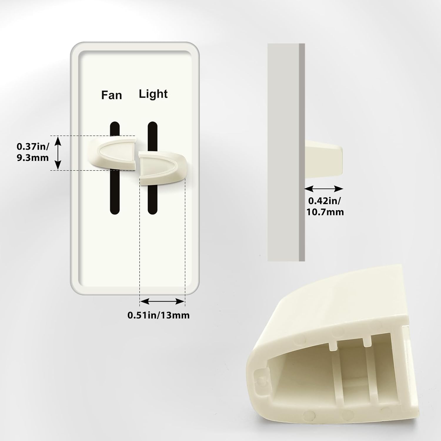 4 count Dimmer  Knob Dimmer Replacement Knob Compatible Replacement Set of Two Split for Compatible with Lutron Skylark Fan Speed & Light Control (Beige)