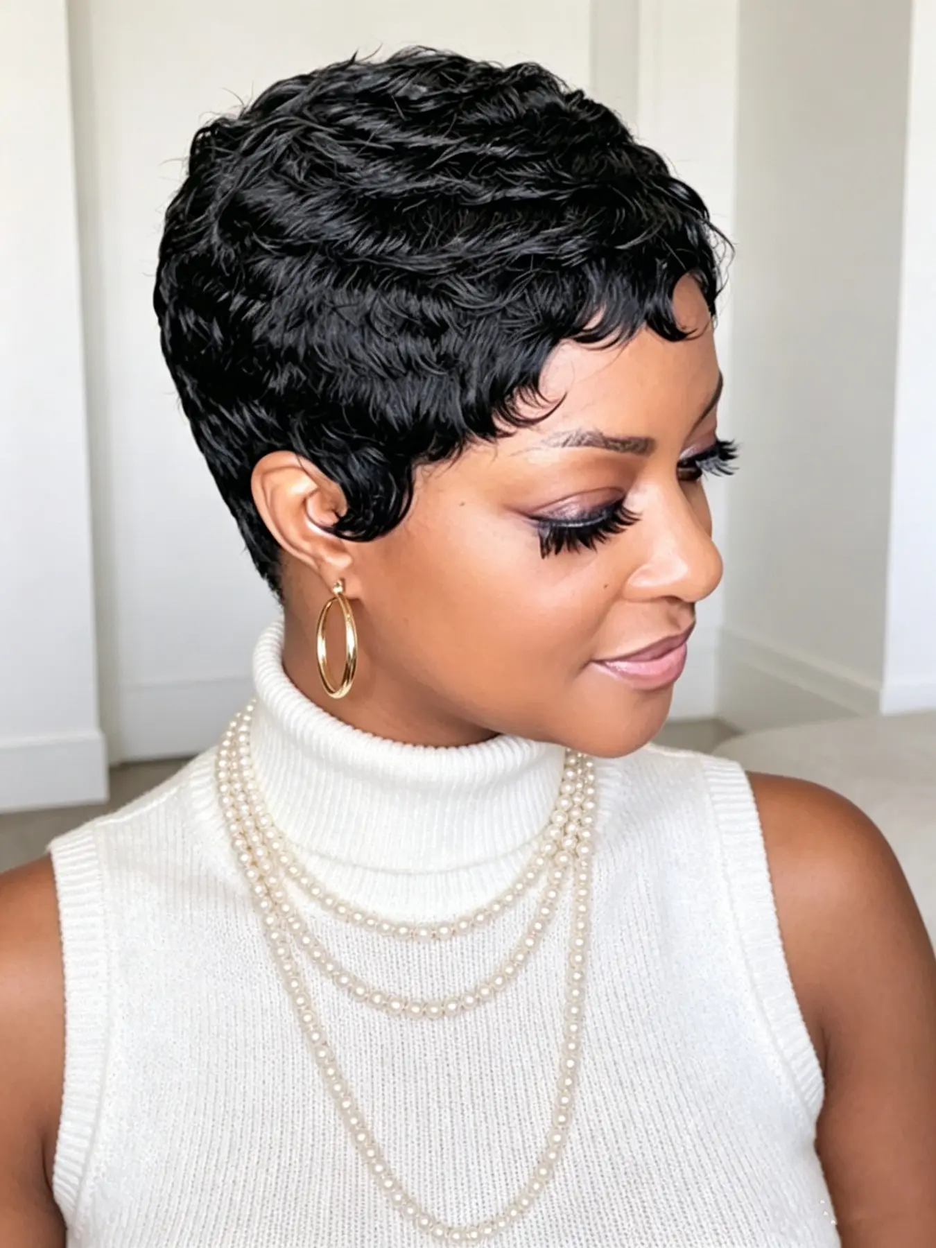 Pixie Cut Human Hair Wigs Burgundy, Machine Made Short Straight Layered Wig for Women, Natural, Daily Party Cosplay