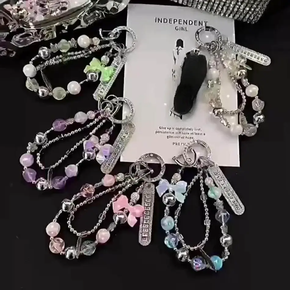 2026 New Luxury Beaded Women's Wristlet - Solid Rhinestone Butterfly Phone Accessory, Mobile Case Decoration with White Number Plate & Keychain, Leisure Outdoor Sports Accessory, New Year Gift, Accessories