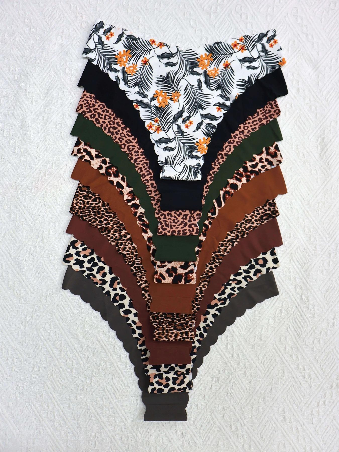 Women's Seamless Scallop Trim Underwear Set, Comfortable Breathable Antibacterial Panties, Fitted Casual Everyday Style for All Seasons