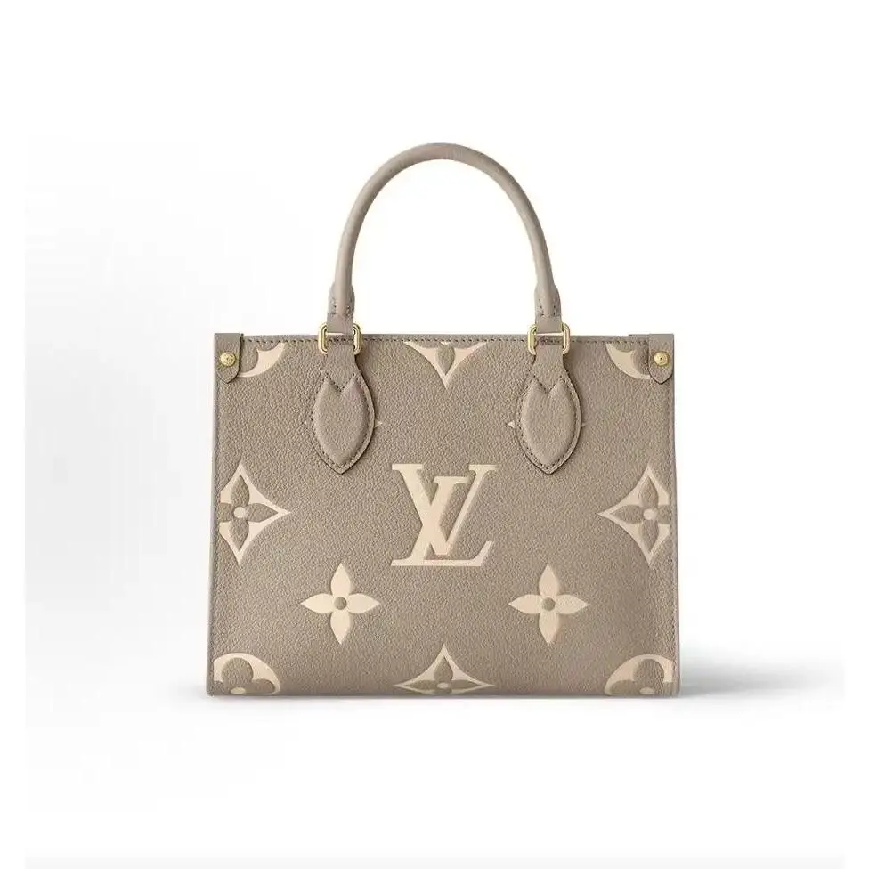Pre-owned Louis Vuitton ONTHEGO PM Monogram Printed Cowhide Jungle Tote Bag, Small Size, Women's, Elephant Grey & Cream White, Shoulder & Handheld Bag