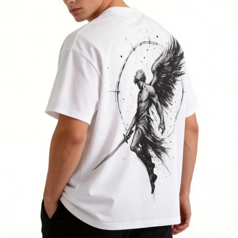 24H FLASH SALE - Alert: Fallen Angel Sword T-Shirt  Menswear Cotton Gothic Streetwear Dark Aesthetic T-Shirt