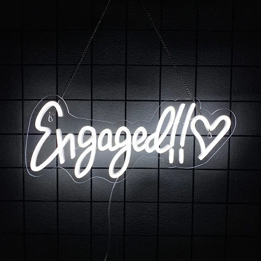 Engagement Neon Sign Wall Decor Neon Light Wedding Bride Party Decoration Store Birthday Wedding Engagement LED Neon Sign Decorative Ambiance Lighting