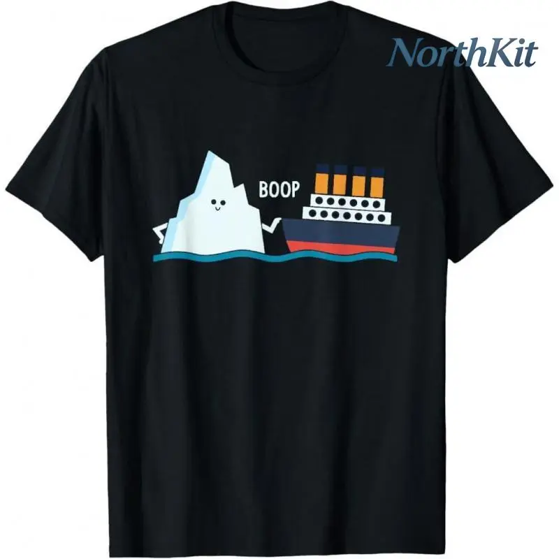 Titanic Funny Titanic and Iceberg Boop Parody for Boys Girls T-Shirt fabric