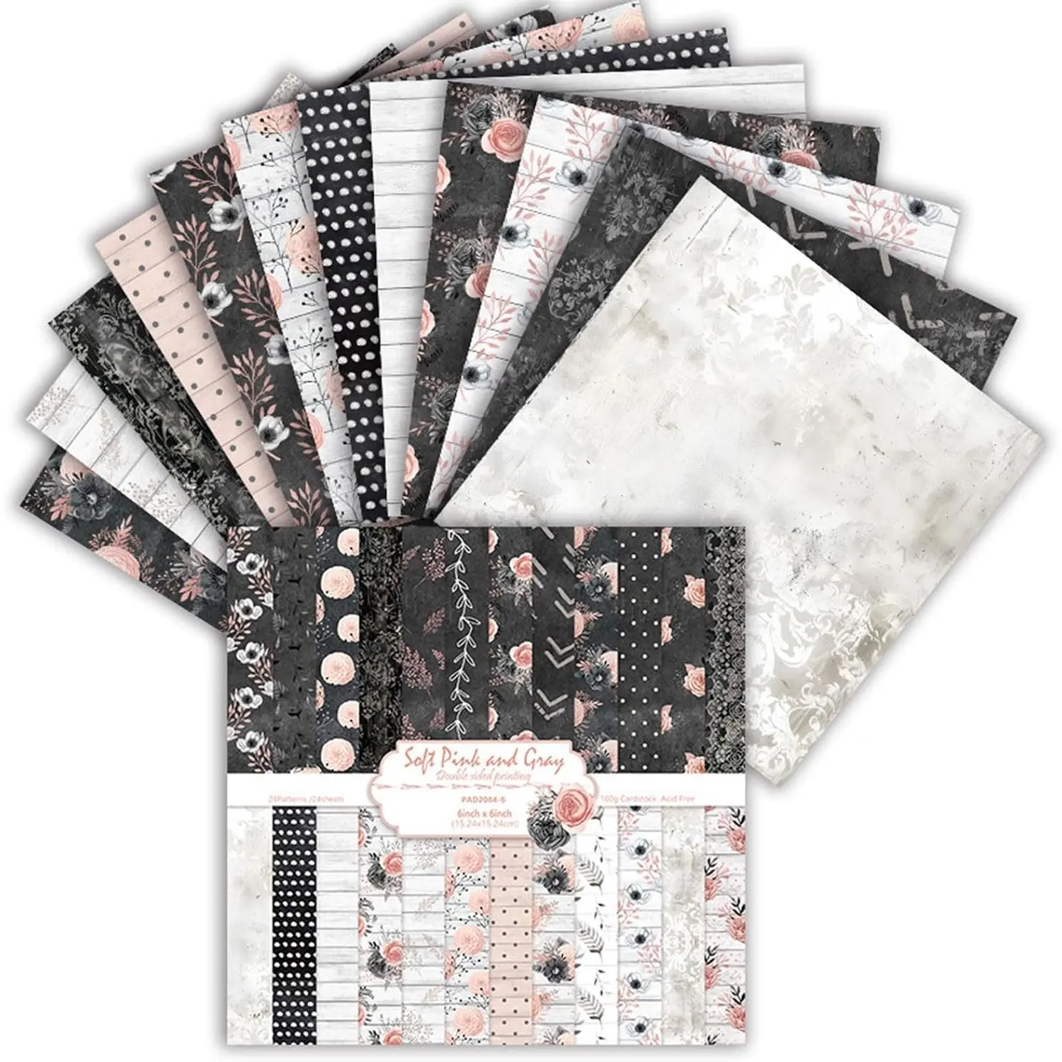 6x6 Scrapbook Paper, Double Sided Patterned Paper 24 Sheets Decorative Craft Papers for Scrapbooking Card Making Junk Journals Decor ( 02)