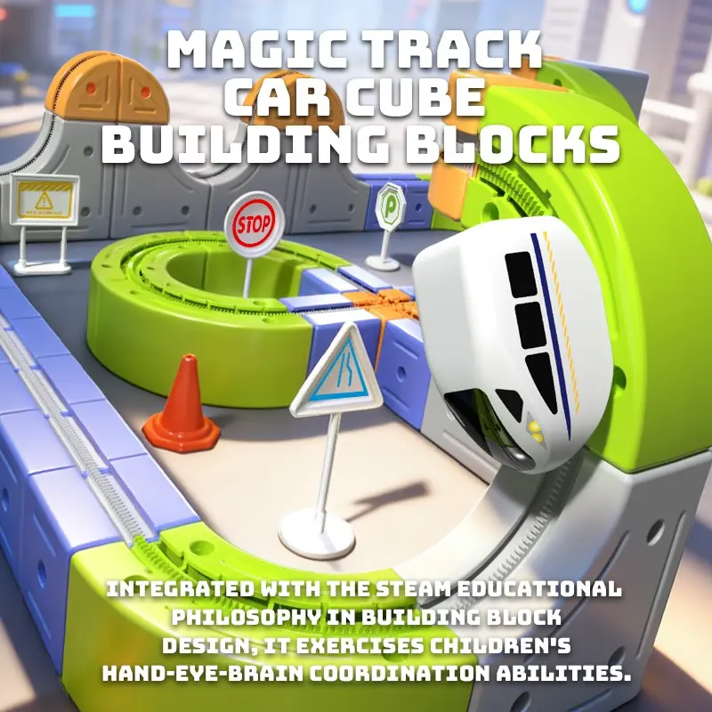 94/51/18 PCS Anti-Gravity Electric Train Track Set, DIY Race Track Building STEM Toy with Electric Train & Traffic Signs, USB Rechargeable Educational Playset for Kids Boys Girls