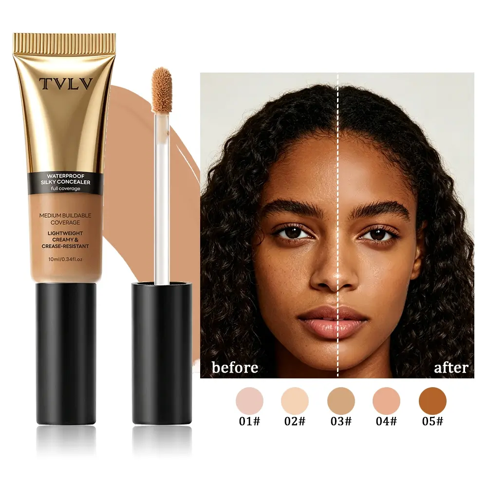 Waterproof Silky Liquid Concealer, Buildable Medium Coverage, Lightweight Crease Resistant Long Lasting Concealer for Dark Circles Blemishes