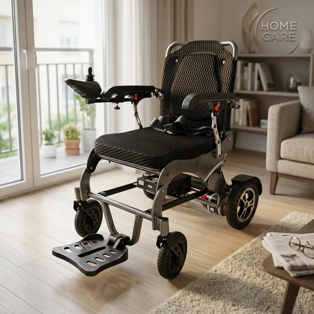 Compact Travel Power Wheelchair, Lightweight Collapsible Electric Chair for Adults, 15-Mile Long Range, 250W Motor, Electromagnetic Brakes, 220lb Weight Capacity, Reversible Armrests, Swing-Away Footrests, Portable Mobility Aid
