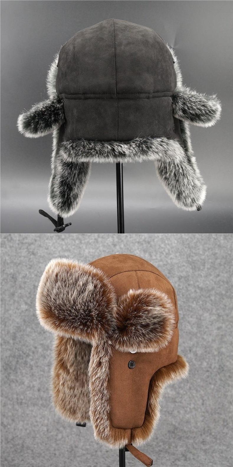 Men's Winter Ushanka Earflap Trooper Hat Aviator Windproof Hat Faux Fur Warm Hat Ski Beanies Cap Berets Skull caps