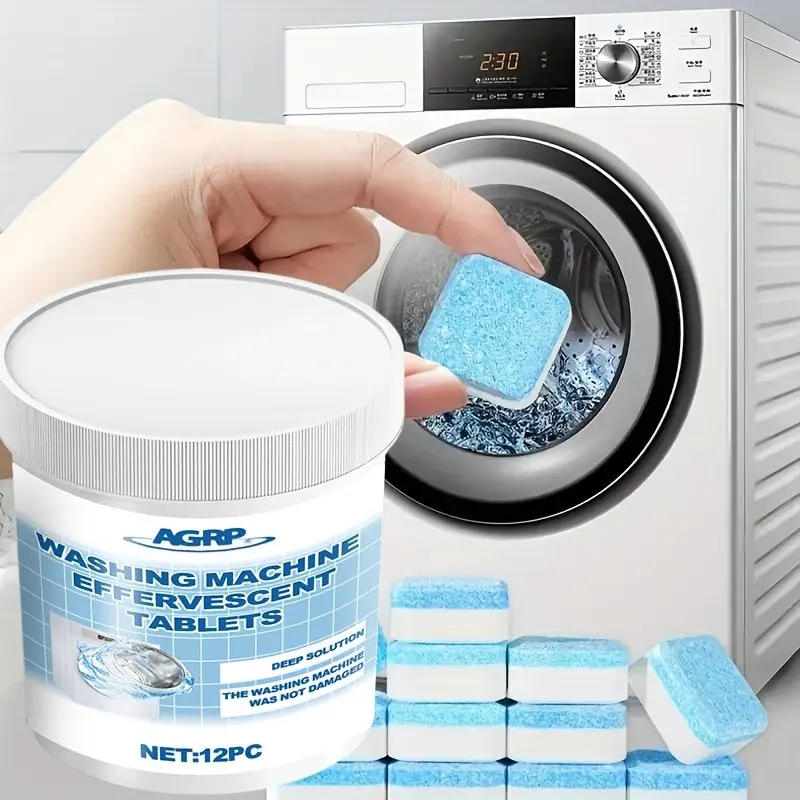 Washing Machine Drum Effervescent Cleaners Tablets, Targets Residue & Built-Up Grime, Helps Lift Stains & Neutralize Unpleasant Odors, Supports Ongoing Drum Maintenance