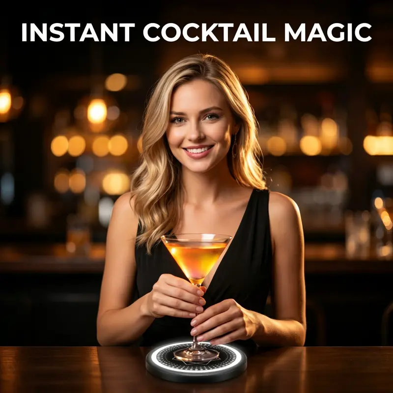 Smart Coaster 2.0 (Black) Portable Home Use Cocktail Maker, App-controlled Home Bartender Device for bartending with over 1000 recipes for cocktails and mocktails