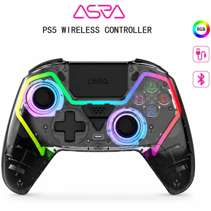 PS5 Wireless Game Controller, Custom RGB Lights, Hall Effect Joysticks, Macro Programming, Bluetooth Controller for PS5, PC, Steam, Android & iOS, Wireless Gaming Gamepad