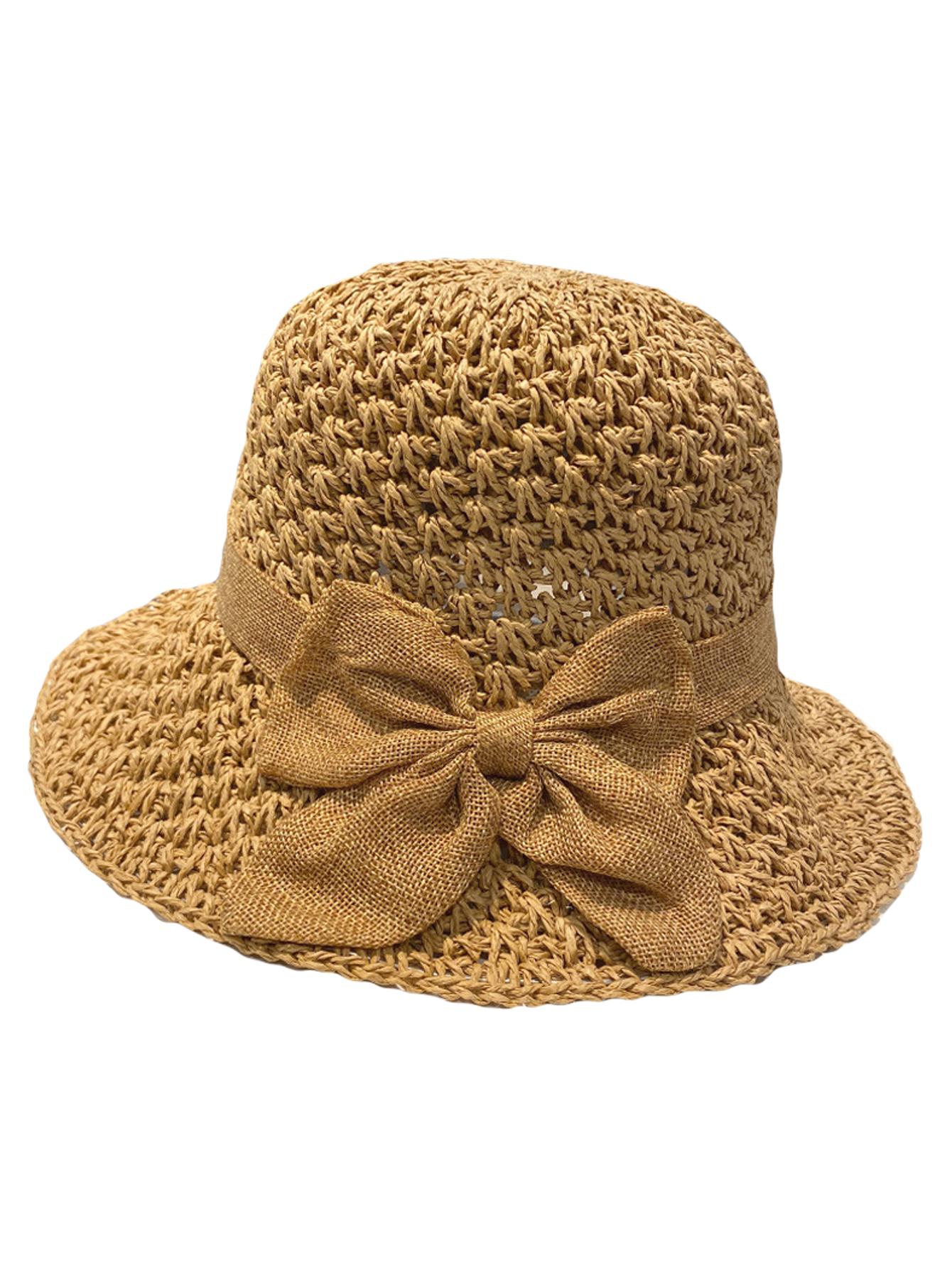 Handmade Straw Hat for Women Summer Fashion Bowknot Foldable Sunscreen Panama Lady Sweet Wide Brim UV Sunscreen Beach Cap Girl